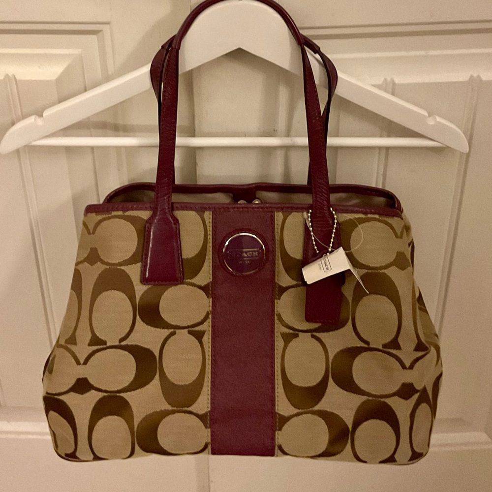 Coach Signature plum  Shoulder Bag with Structured Design